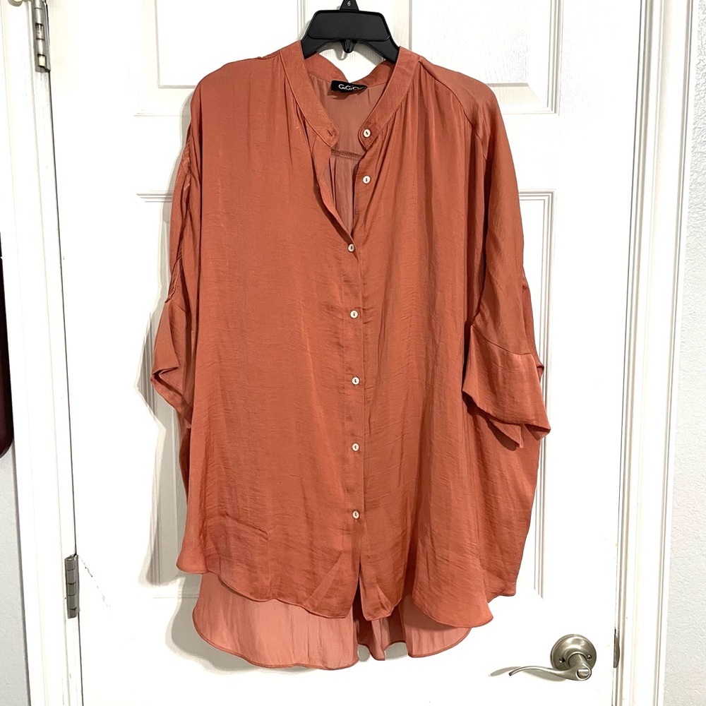 Oversized flowy dress top; deep peach size small